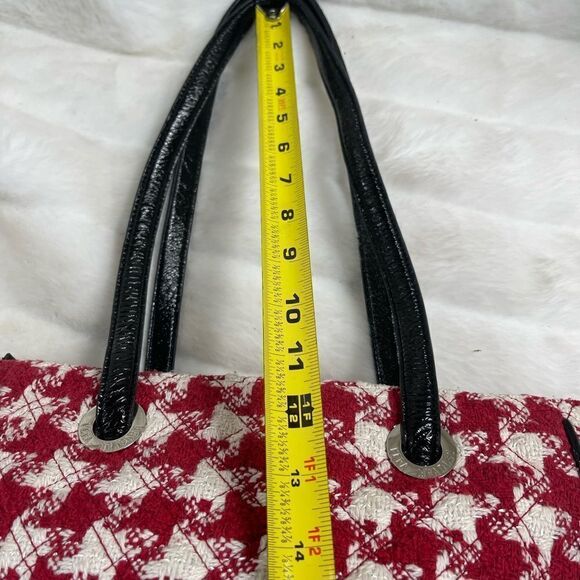 Vera Bradley white and red plaid shoulder bag with black double straps & trims - Picture 12 of 12